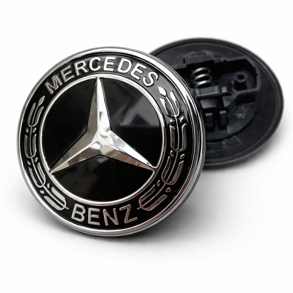 EMBLEME DE CAPOT NOIR COMPATIBLE POUR MERCEDES CLASSE A/B/C/E/S/GLE/GLC/GLS/GLA .