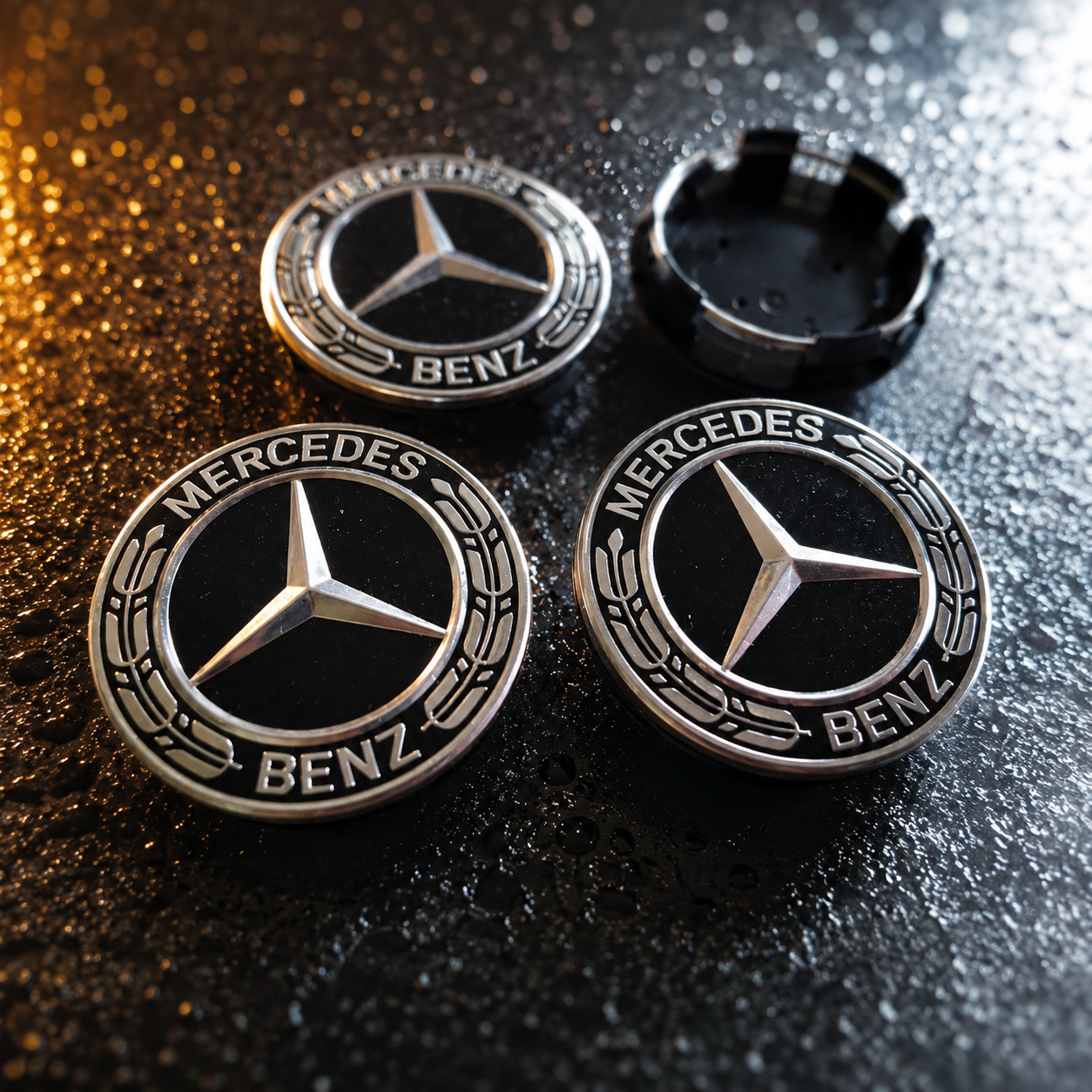 CACHE MOYEU DE JANTES 4 PIÈCES - COMPATIBLE POUR MERCEDES