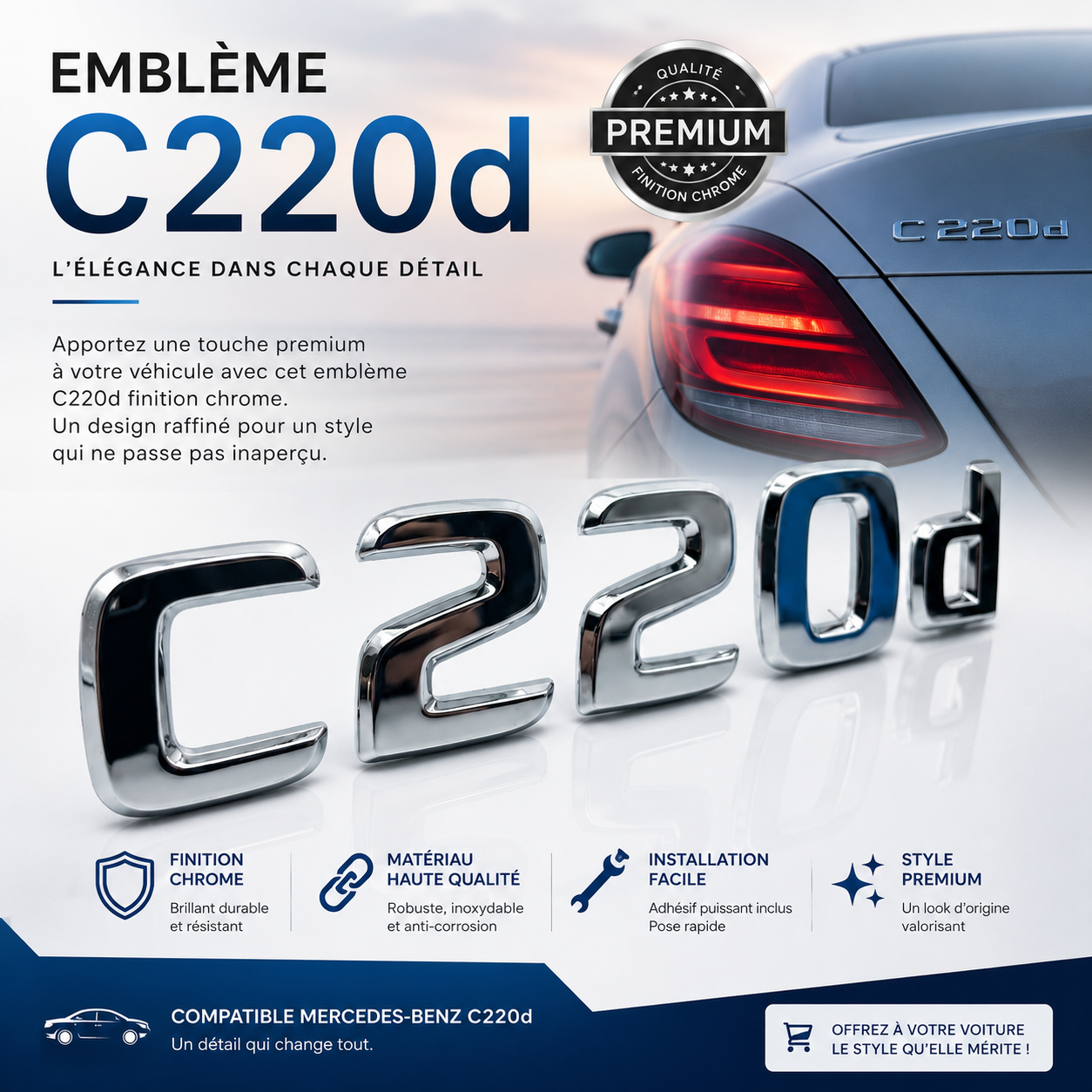 Monogramme C220d chrome - compatible Mercedes