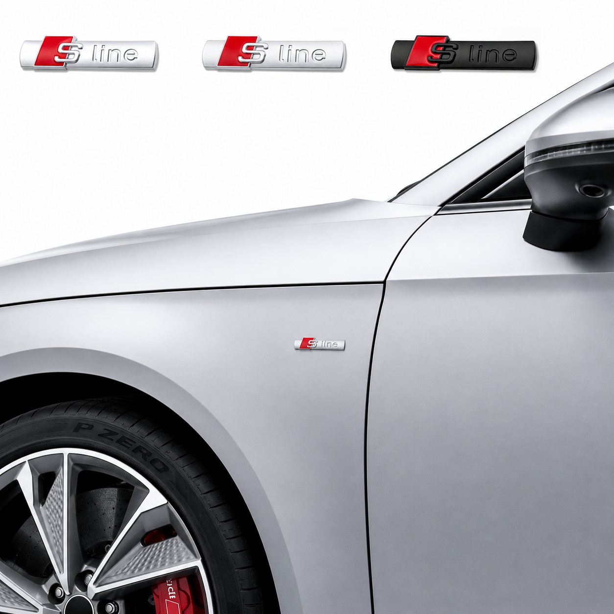 Emblème s-line pour les ailes 2 pièces en métal - compatible audi