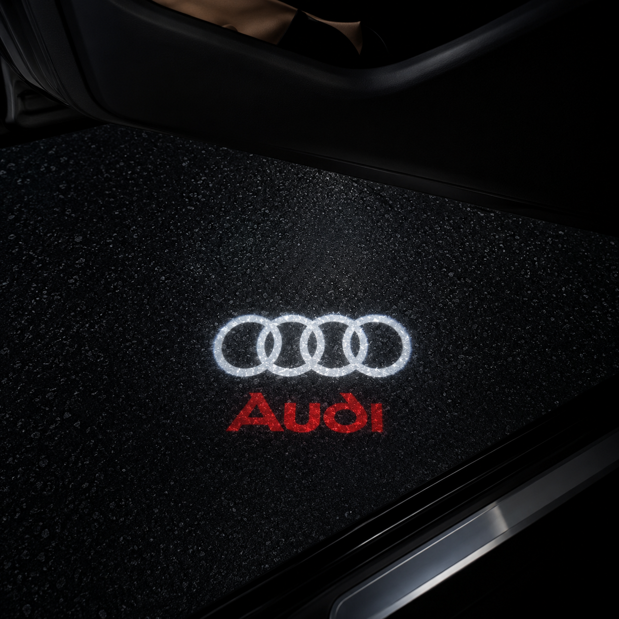 PROJECTEUR DE PORTES AUDI – 2 PIÈCES, SUR MESURE . COMPATIBLE AVEC TOUS LES MODÈLES AUDI.