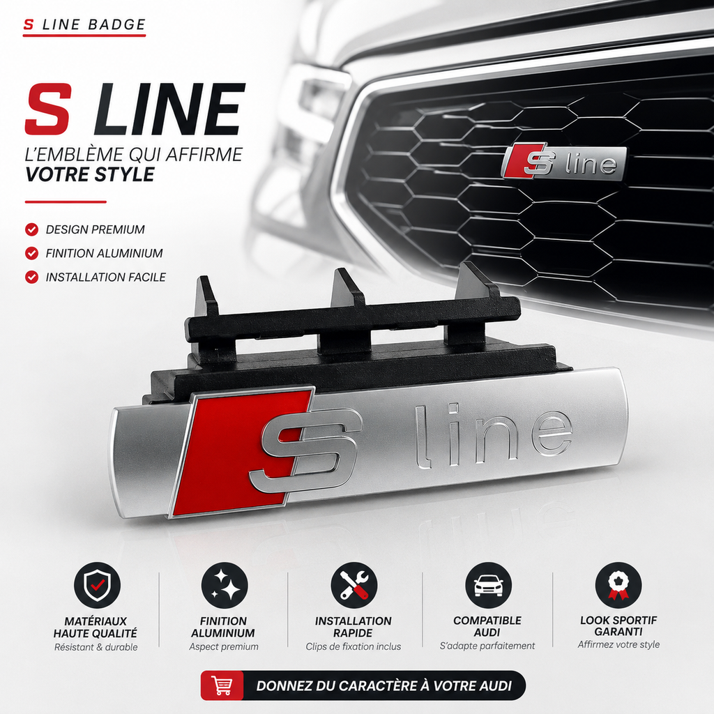 LOGO S-SLINE EN MÉTAL COMPATIBLE CALANDRE AUDI.