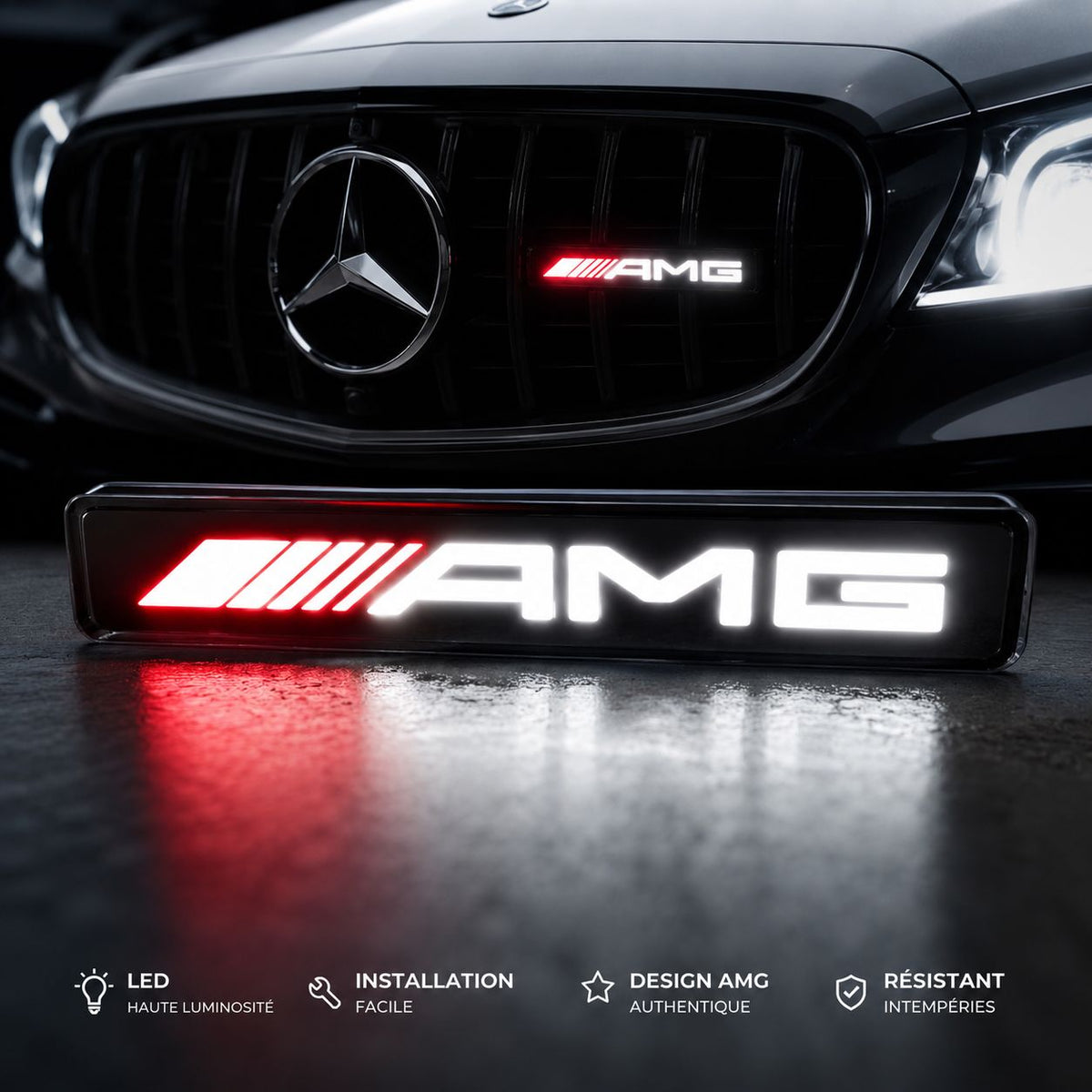 Logo AMG LED illuminé pour calandre avant - compatible Mercedes